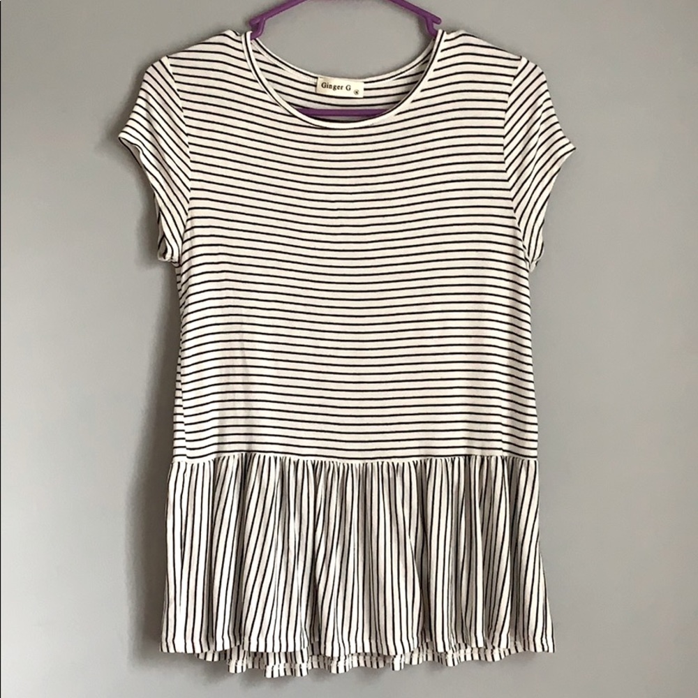 B&W stripe peplum top